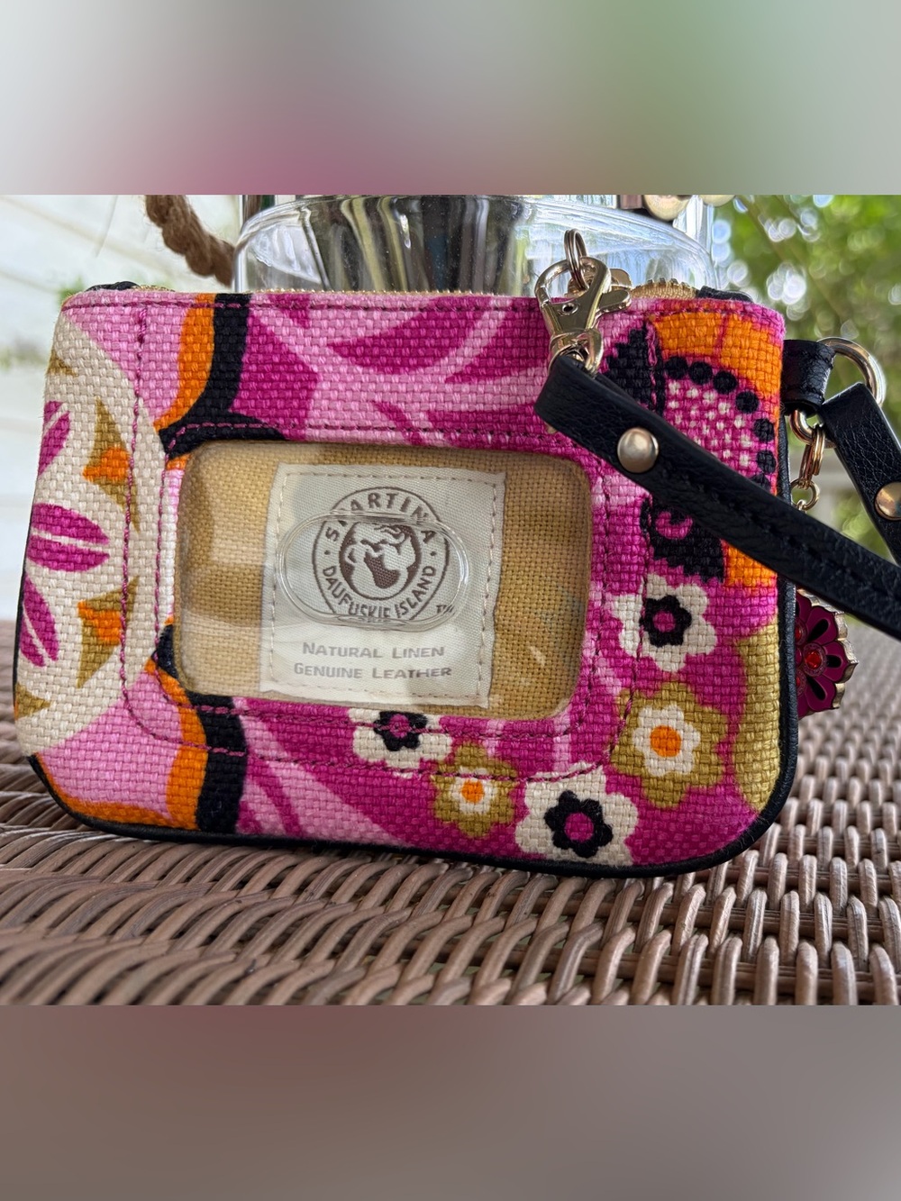 Floral Pink Canvas Wristlet Bag